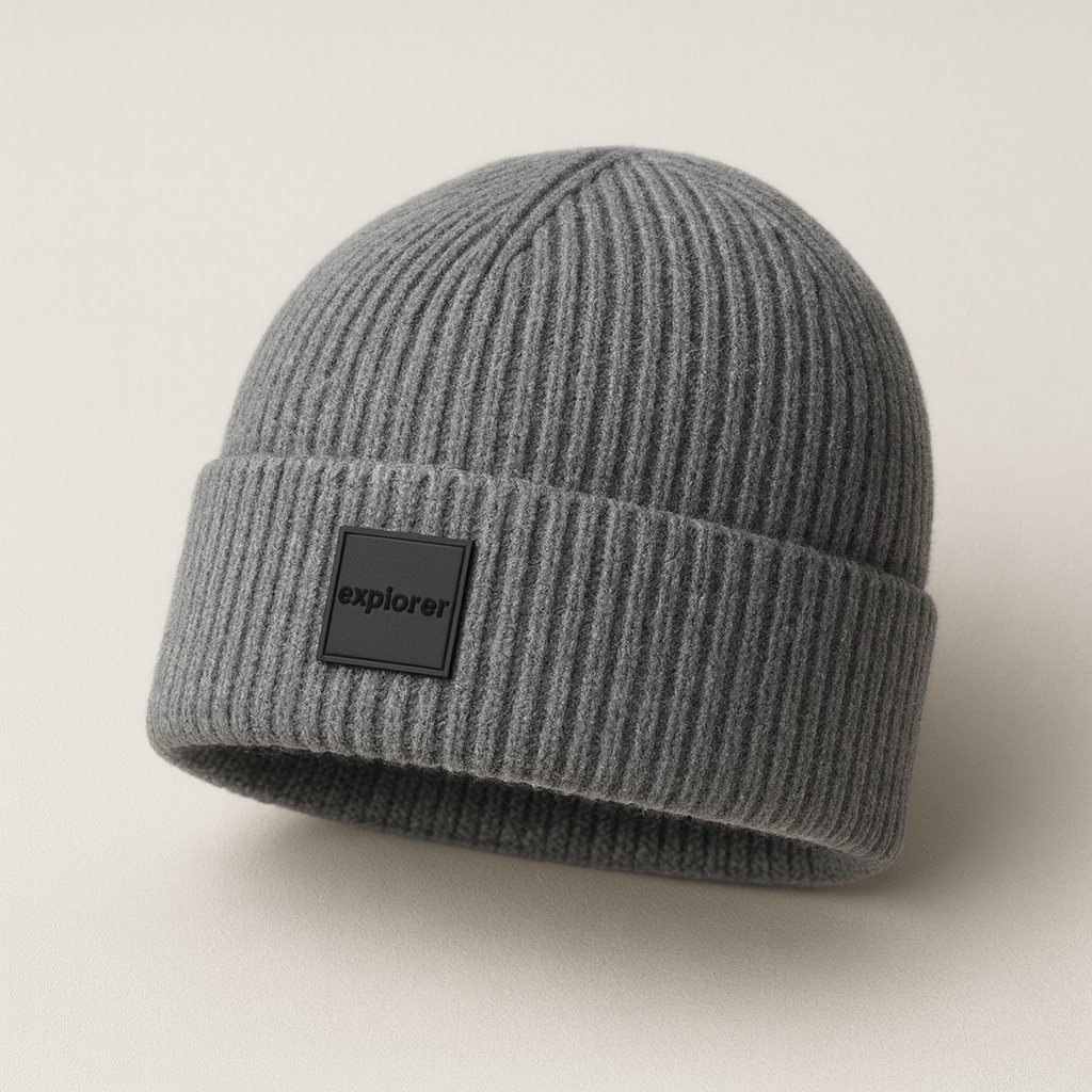 Herren-Eisenmütze aus 100 % extrafeiner Merinowolle – Grau