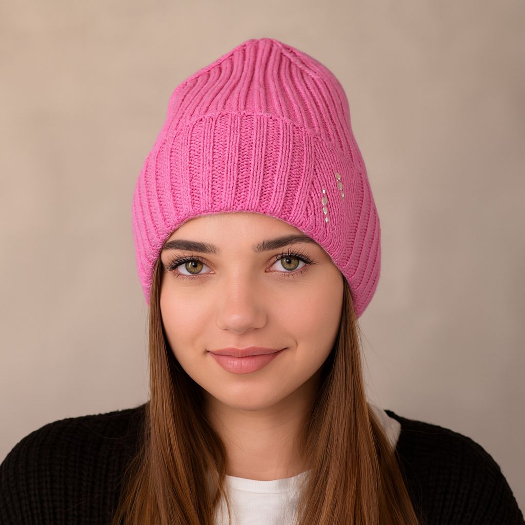 ARIGA - Berretto Donna in Lana Merino Extrafine 100% con Strass – Caldo, Elegante e Termoregolante per l’Inverno.